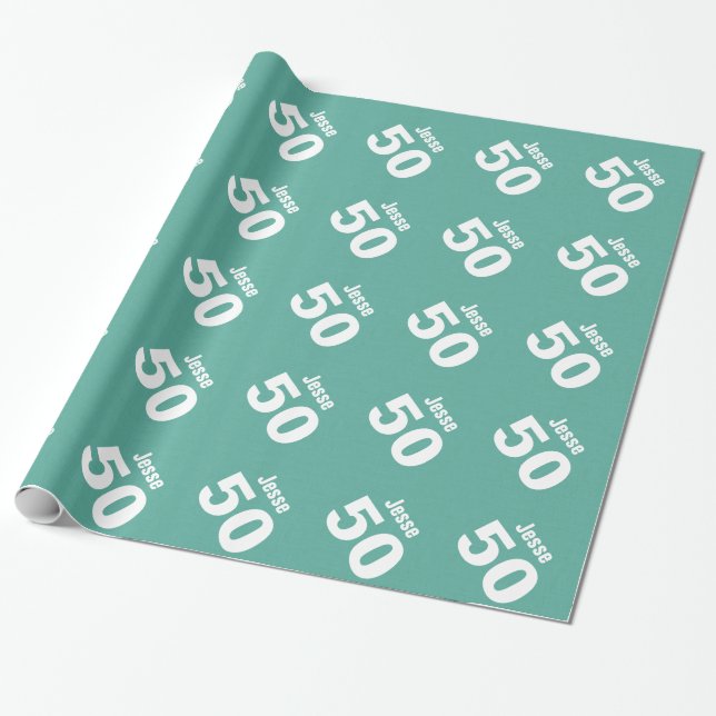 50. Modern Birthday Style Individuelle Name V28 Geschenkpapier (Ungerollt)