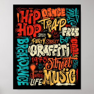 50. Music and Hip Hop Graffiti Cassette Vintag R Poster