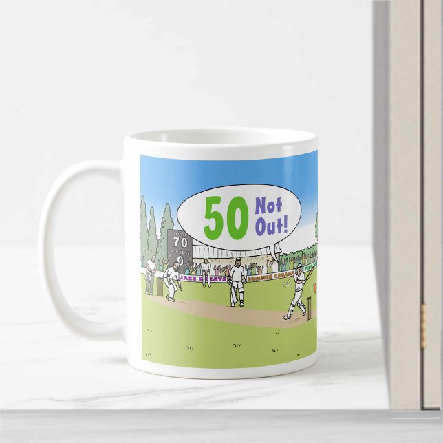 50 Nicht aus Cricket-Thema. 50. Geburtstag Kaffeetasse (Von Creator hochgeladen)
