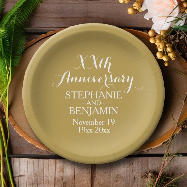 50. oder anderer Hochzeitstag personalisiert Pappteller (Custom Anniversary Plates)