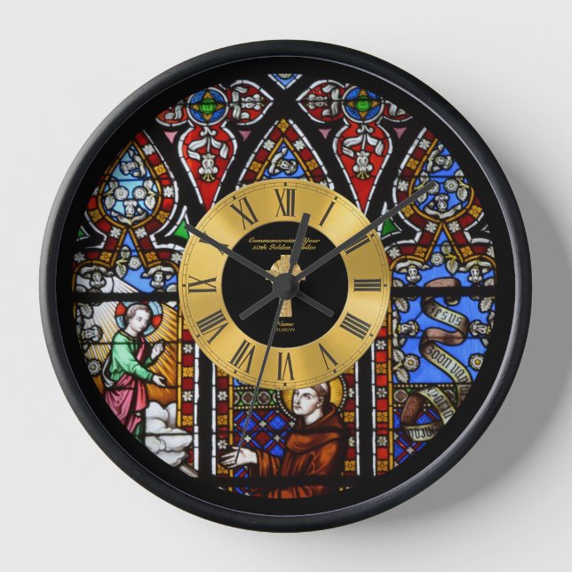 50. Ordination Jubiläum festes Glas Golden L Uhr (Vorderseite)