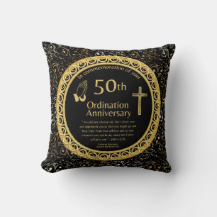 50. Ordination Jubiläum Personalisiert BlackGold Kissen