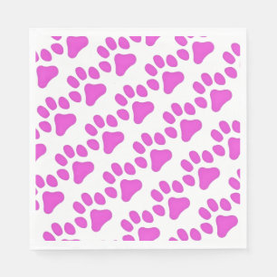 50 Papier Napkins rosa Paw Prints Serviette