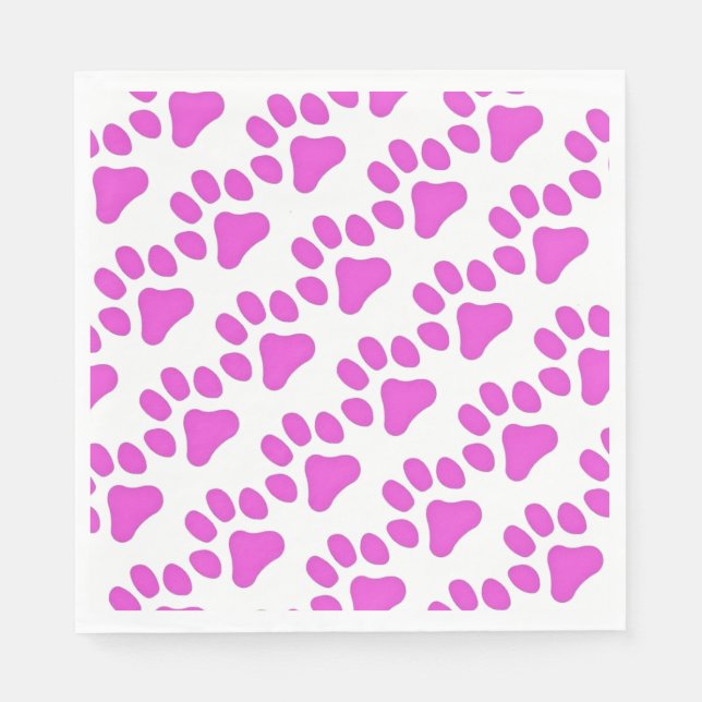 50 Papier Napkins rosa Paw Prints Serviette (Vorderseite)