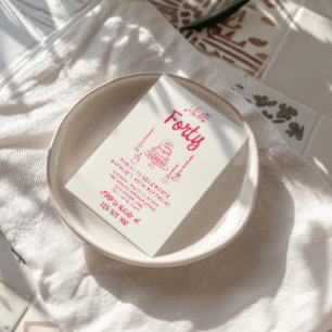 50. Pink Hand Drawn Cake Hallo 50 Geburtstag Einladung