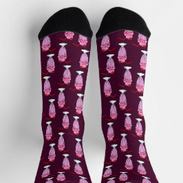 50 Pink Strawberry Milkshake Muster Socken