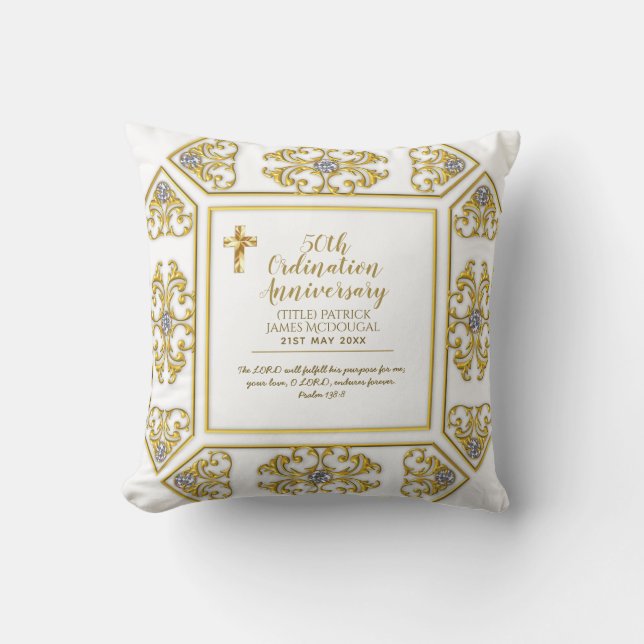50. PRIEST Ordination Jubiläum Personalisiert Kissen (Vorderseite)