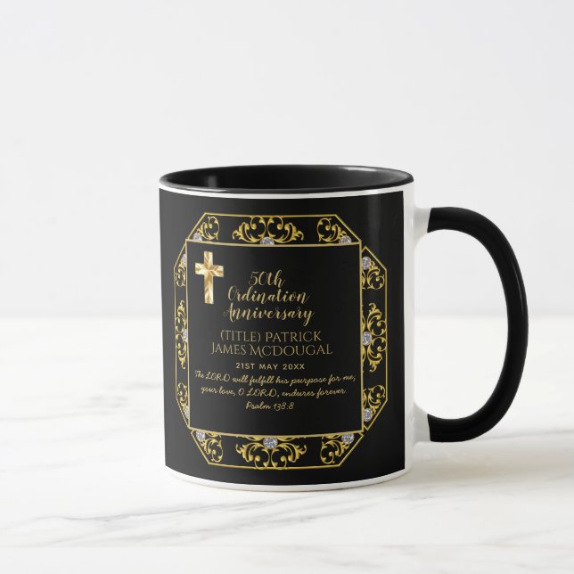 50. PRIEST Ordination Jubiläum Personalisiert Tasse (Rechts)