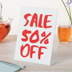 50% Rabatt auf das Handelsschild, Tabletop-Beschri Sockelschild
