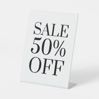 50% Rabatt auf das Handelsschild, Tabletop Counter Sockelschild