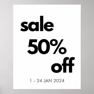 50 % Rabatt auf den Verkauf, Boutique im Einzelhan Poster
