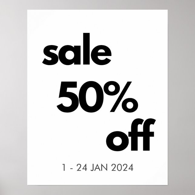 50 % Rabatt auf den Verkauf, Boutique im Einzelhan Poster (Vorne)