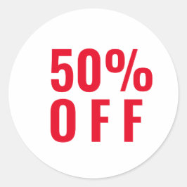 50 % Rabatt auf den Verkaufsticker Runder Aufkleber