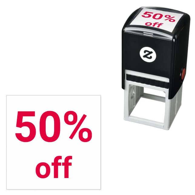 50 % Rabatt auf helle Red Sale Ticket Permastempel (Beispiel)