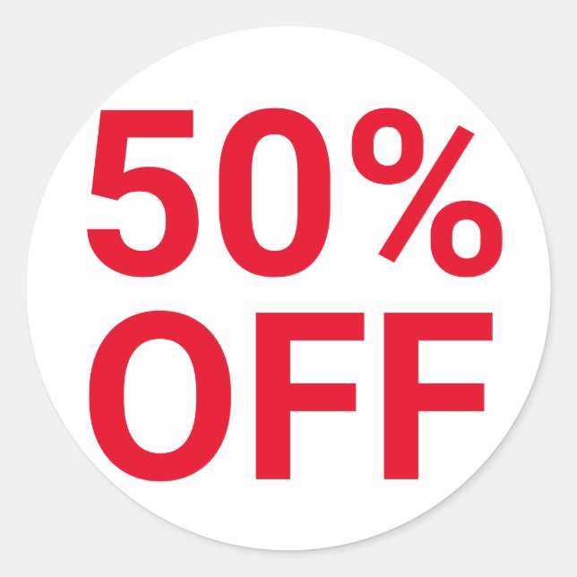 50 % Rabatt auf helle Red Sale Ticket Selbstfarbig Runder Aufkleber (Vorderseite)