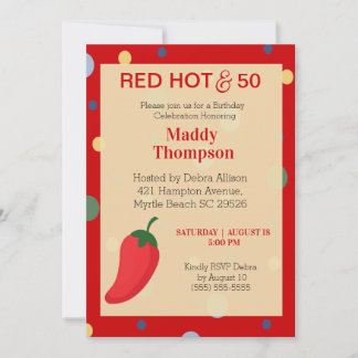 50. Red Hot Pepper Geburtstagsparty Einladung