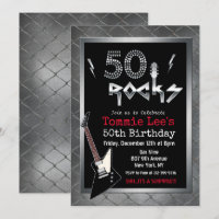 50 Rocks Rockstar Guitar Invitation 50e anniversai