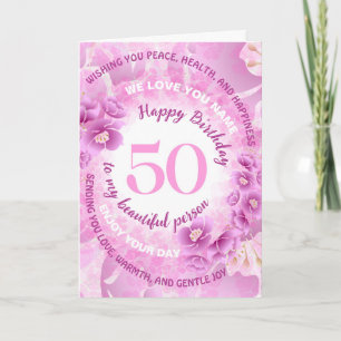 50 Rosa Kirschblüten Florale Meilenstein-Geburtsta Karte