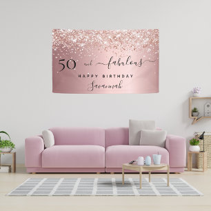 50 Rosa Rose zum Geburtstag Banner
