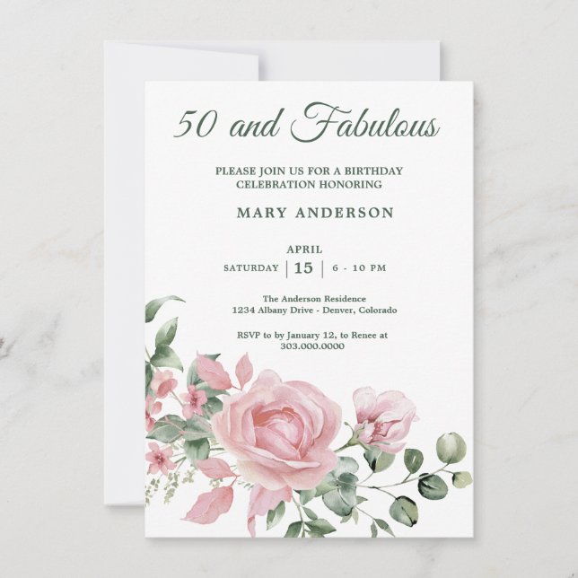50. Rose Einladung (Vorderseite)
