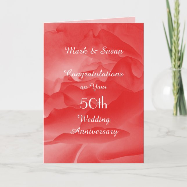 50. Rose für die Hochzeitskarte Karte (Vorderseite)