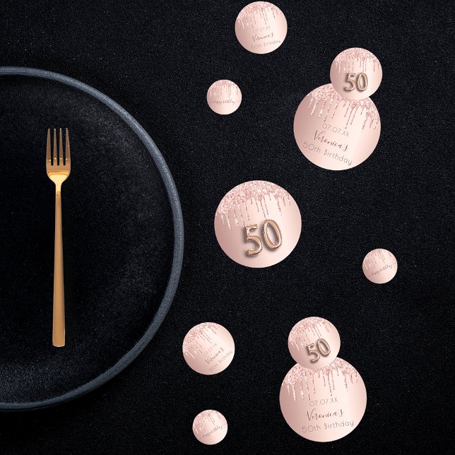 50. Rose Gold Glitzer Rosa Monogramm Konfetti (Von Creator hochgeladen)