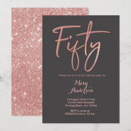 50 Roses Gold 50th Birthday Invitation