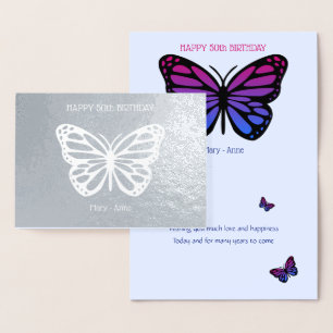 50. Schmetterling Geburtstag hinzufügen Folienkarte