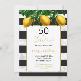 50 Schwarz-weißer Lemon-Streifen Einladung