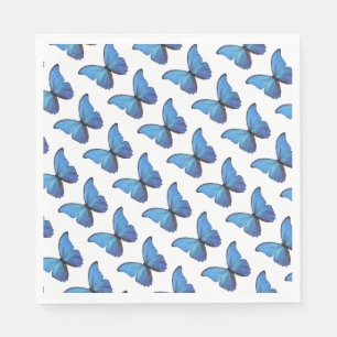 50 serviettes en papier - Papillons Morpho Bleus.