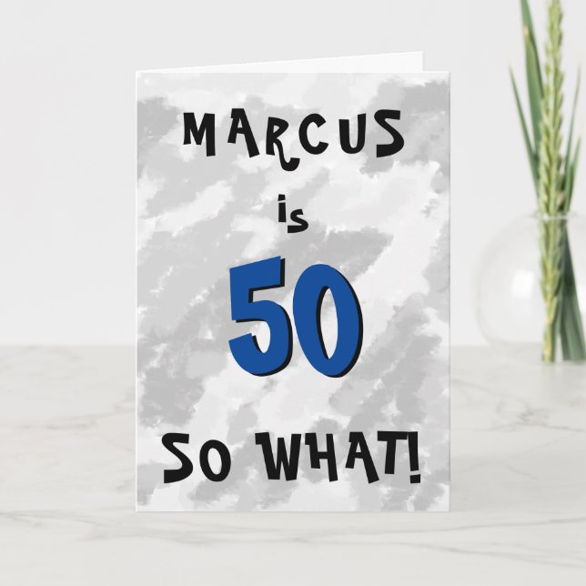 50 so, was Funny Zitat und Name Blue 50. Geburtsta Karte (Vorderseite)