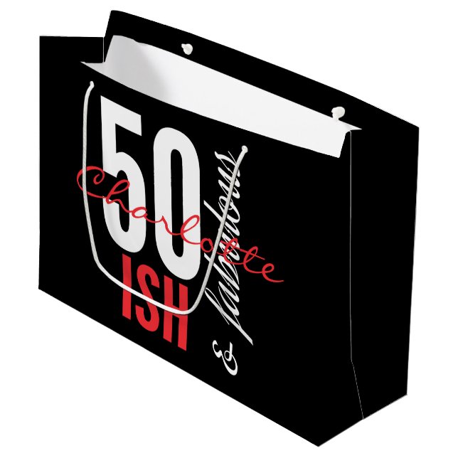 50 So was und toller Spaß Große Geschenktüte (Vorderseite Schrägansicht)