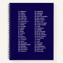 50 Staaten Abkürzungen – Blaues Spiralnotizbuch