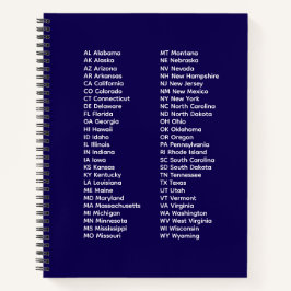50 Staaten Abkürzungen – Blaues Spiralnotizbuch Notizbuch