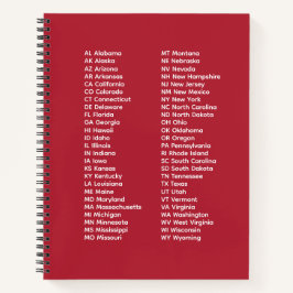 50 Staaten Abkürzungen – Rotes Spiralnotizbuch Notizbuch