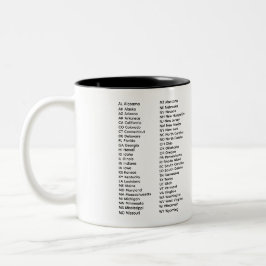 50-Staaten-Liste Alphabetische Tasse