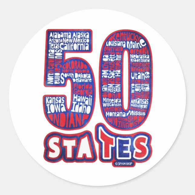 50 STATES USA RUNDER AUFKLEBER (Vorderseite)