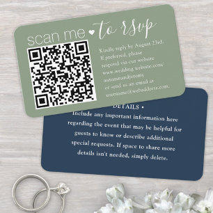 50 Stück DIY Farben Salbei & Blau Details & QR RSV Visitenkarte