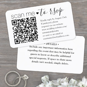 50 Stück QR-Code-RSVP- und Detail-Einlage für Hoch Visitenkarte