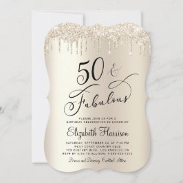 50 tolle Gold Glitzer Geburtstagsparty Einladung