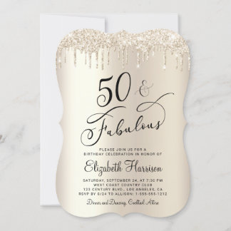 50 tolle Gold Glitzer Geburtstagsparty Einladung