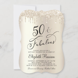 50 tolle Gold Glitzer Geburtstagsparty Einladung