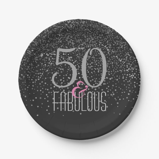 50 u. fabelhafter schwarzer eleganter 50. pappteller (Vorderseite)