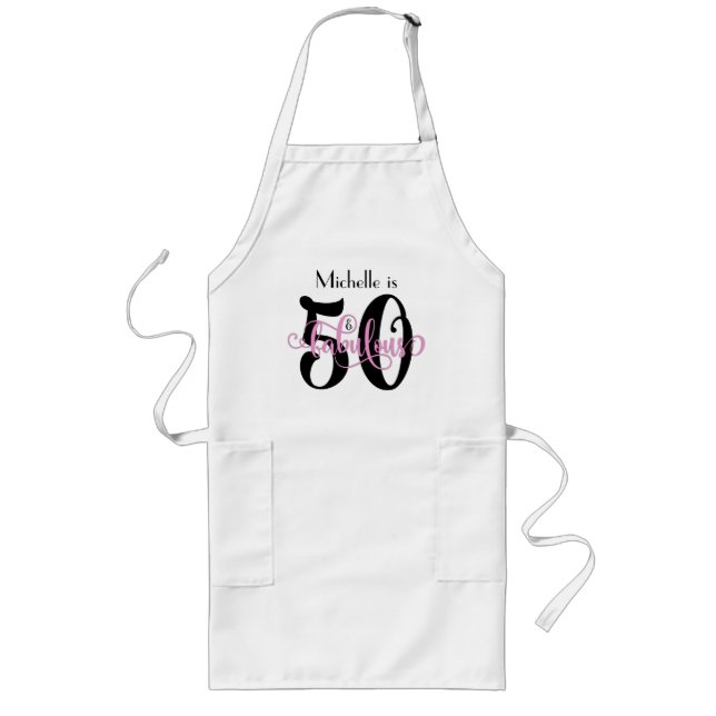 50 u. fabelhafter schwarzer u. rosa lange schürze (Vorne)