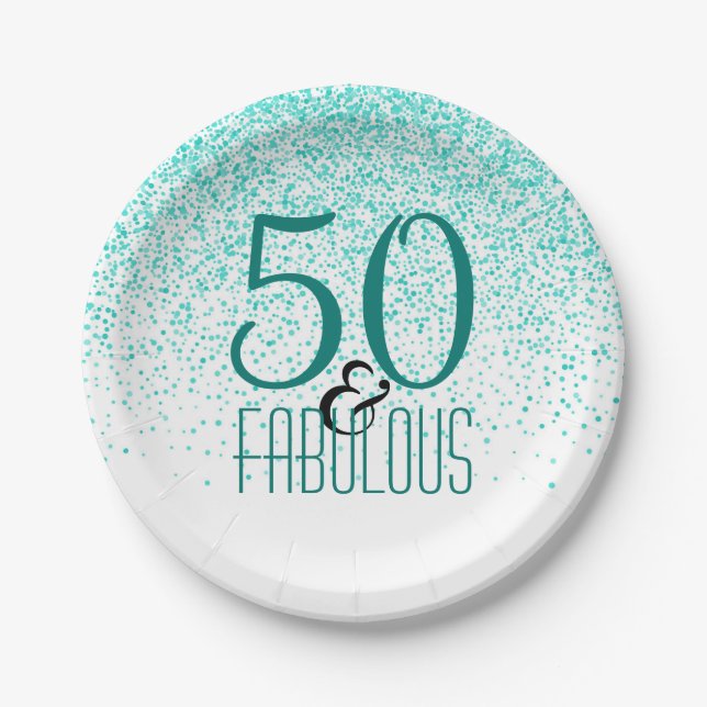 50 u. fabelhaftes elegantes 50. aquamarines des pappteller (Vorderseite)
