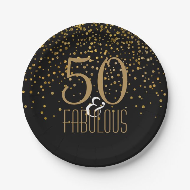 50 u. fabelhaftes elegantes 50. Gold des Pappteller (Vorderseite)