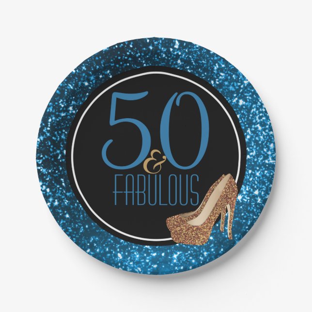 50 u. fabelhaftes schwarzes blaues Gold50. Pappteller (Vorderseite)