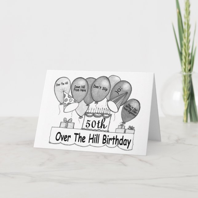 50. Über dem Hügel-Geburtstag Karte (Vorderseite)