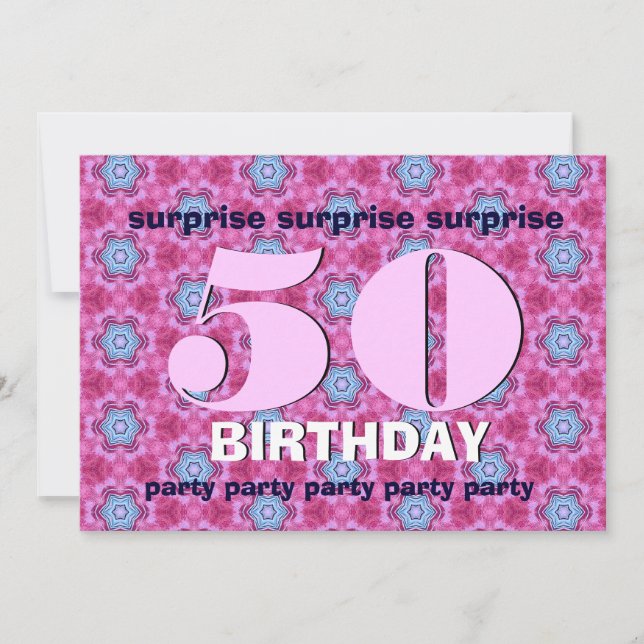 50. Überraschung Geburtstag Pink und Blue V24 Einladung (Vorderseite)