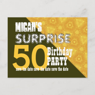 50. Überraschung Geburtstag Save the Date W001Z Ankündigungspostkarte
